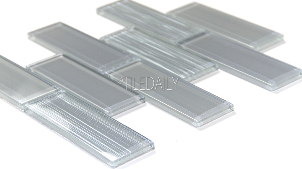 Glass Subway Brick Mosaic, Grey and&nbsp;White