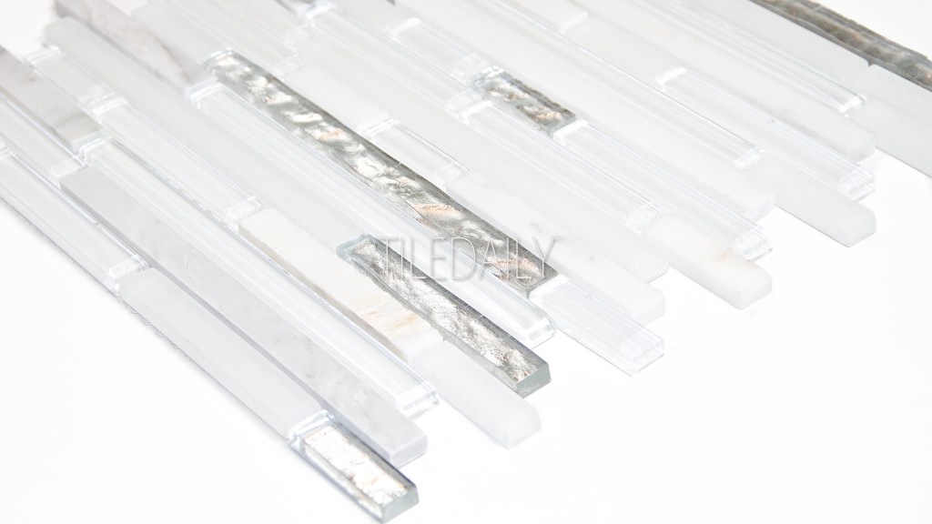 Silver Mix Glass and Stone Mosaic,&nbsp;White
