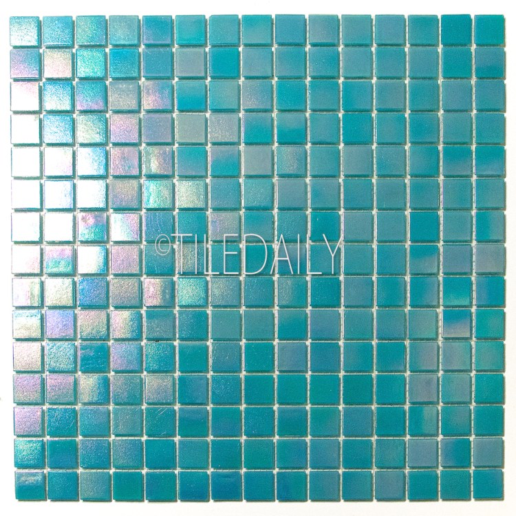 GM0040TE - Iridescent Opaque Glass Mosaic, Turquoise