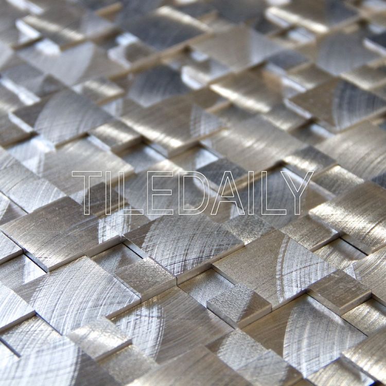 Silver 3D Splitface Aluminum Mosaic Tile Available at TileDaily