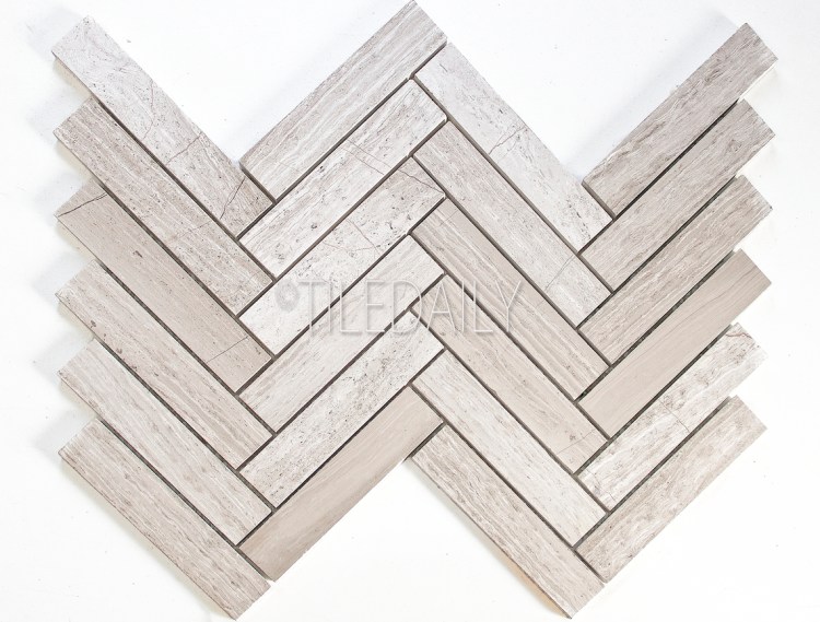 NS0075LBG - Stone Herringbone Mosaic, Oak