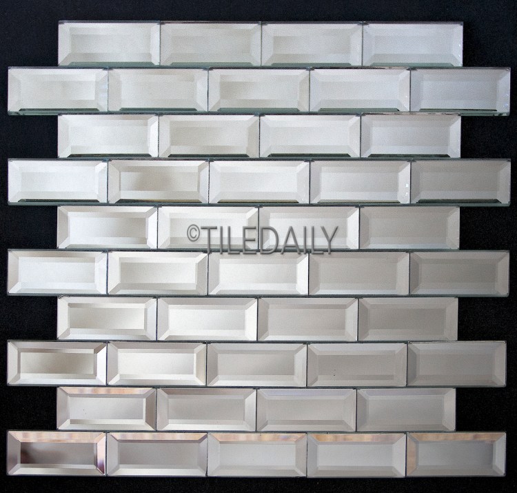 GM0016-2 - Mirror Beveled Brick Glass Mosaic