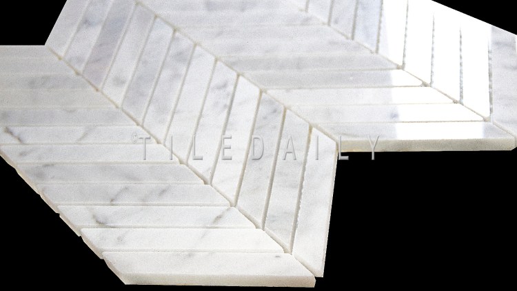 NS0078 - Chevron Carrara Marble Mosaic