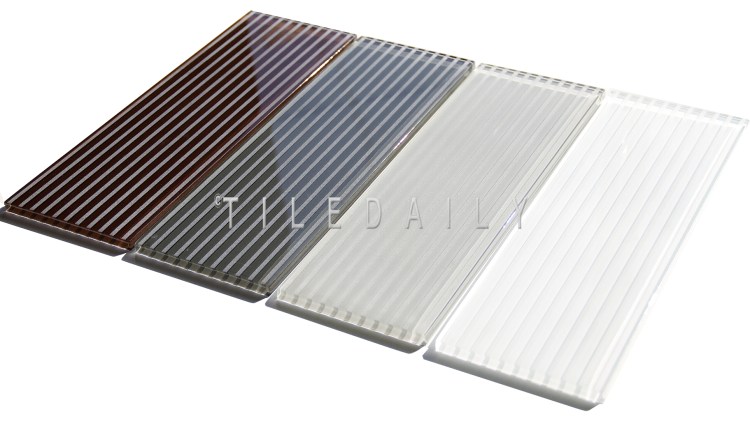 4x12 Striped Subway Glass Tile available in 4 Colors
