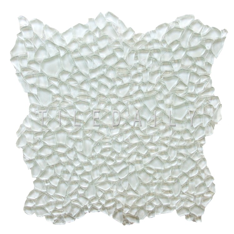 GM0093WE - White Jagged Crystal Glass Mosaic