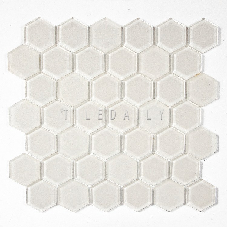 GM0134OW - 2 Hexagon Glass Mosaic, Off White