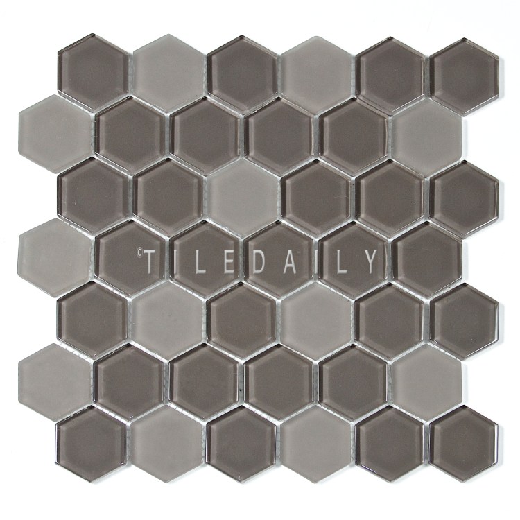 GM0134TE - 2" Hexagon Glass Mosaic, Taupe
