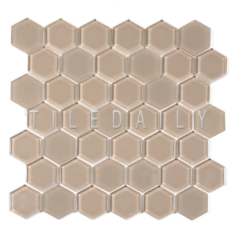 GM0134BG - 2 Hexagon Glass Mosaic, Beige