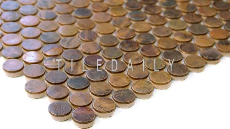 SS0008P - Rust Metal Penny Round Mosaic