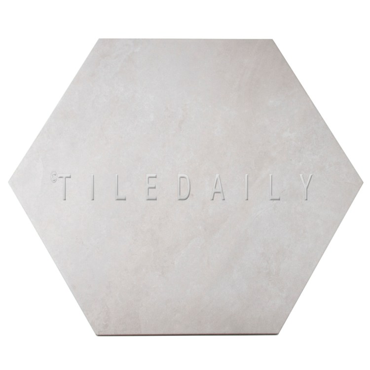 P0092LGY - 21" Hexagon Cement Porcelain Tile, Light Grey