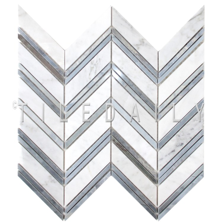 NS0081 - Chevron Mix Blue Marble Mosaic