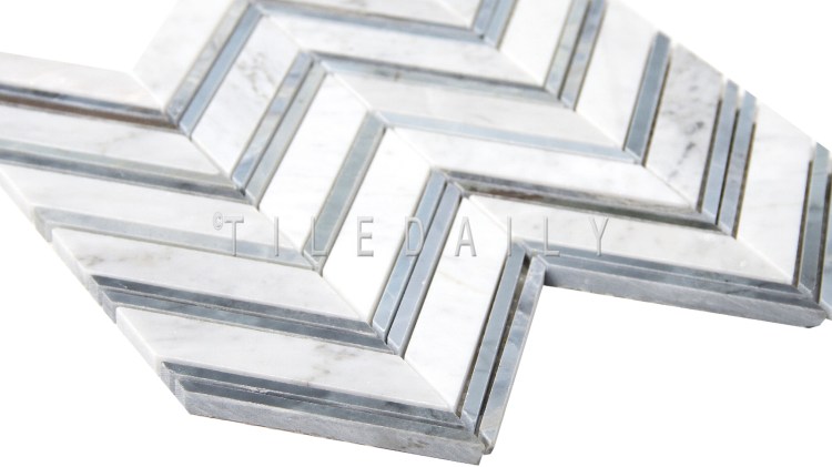 NS0081 - Chevron Mix Blue Marble Mosaic