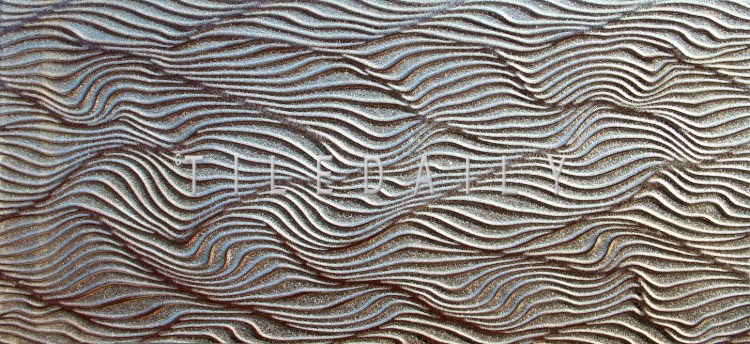 12x24 Ripple Wave Porcelain Tile, Metallic Iron at TileDaily