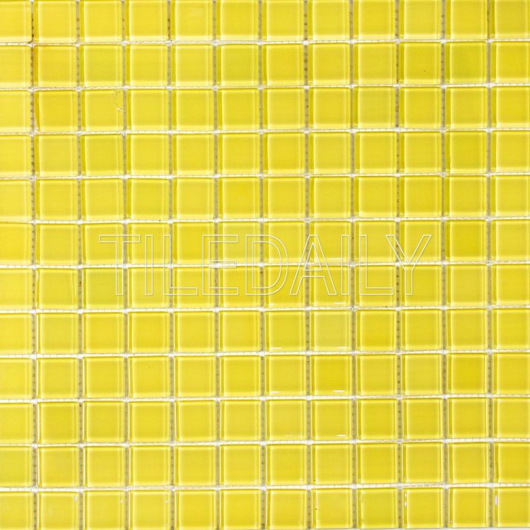 1x1 Yellow Glass Mosaic Tile, Available at TileDaily