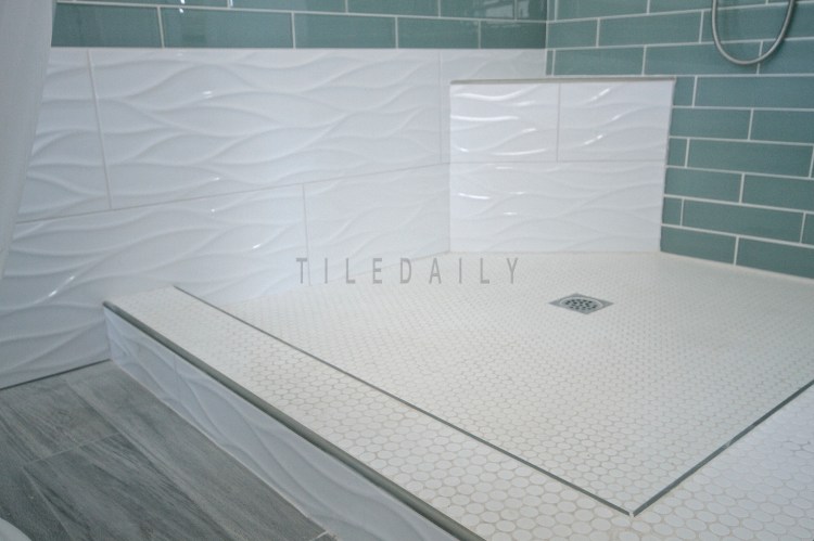 Featured Install: Bathroom, Corona, CA Tile Code: P0079WE, GM0087LGY & PM0019WE