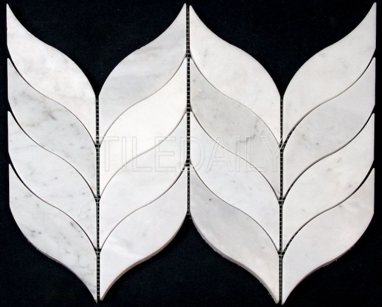 Leaf Marble Tile NS0083 Leaf Marble Mosaic, Carrara Marble. Available at TileDaily
