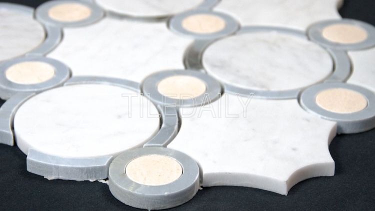 Orbit Circles Marble Mosaic Tile