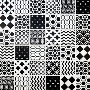 2x2 Black And White Mixed Pattern, Geometric Patterns Glass Mosaic Tile at TileDaily