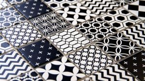 2x2 Black And White Mixed Pattern, Geometric Patterns Glass Mosaic Tile at TileDaily