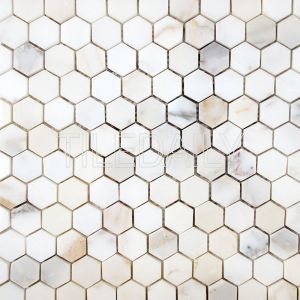 Calacatta Hexagon Marble Hexagon Mosaic Tile at TileDaily