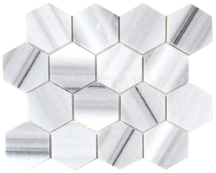 3" Hexagon Marmara Marble Mosaic Tile at TileDaily