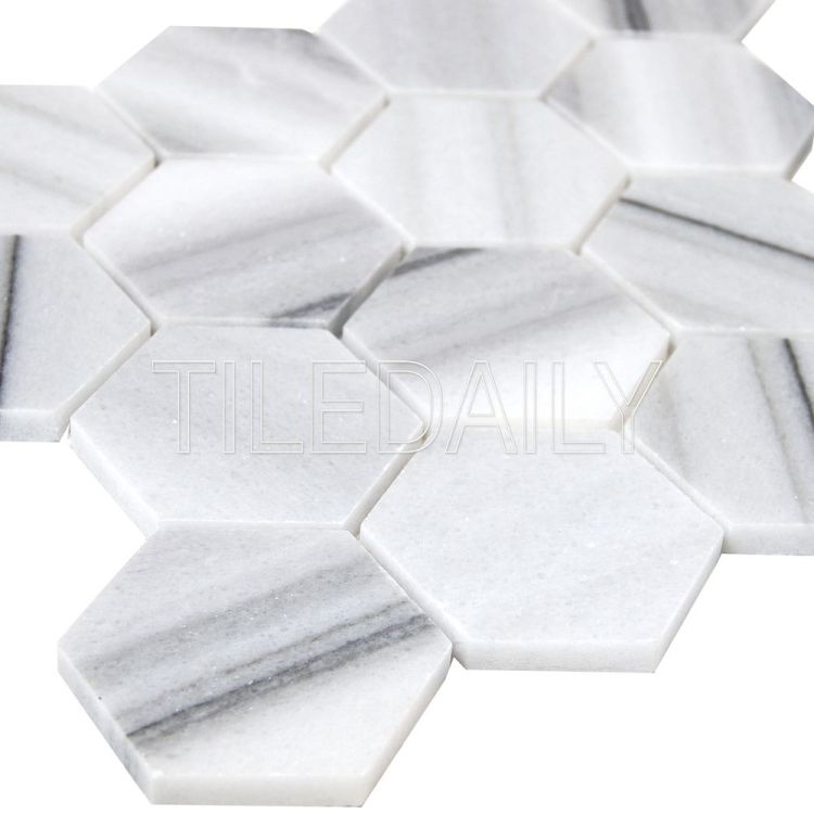 3" Hexagon Marmara Marble Mosaic Tile at TileDaily