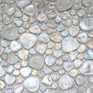 ice white iridescent pebble glass mosaic pool tile