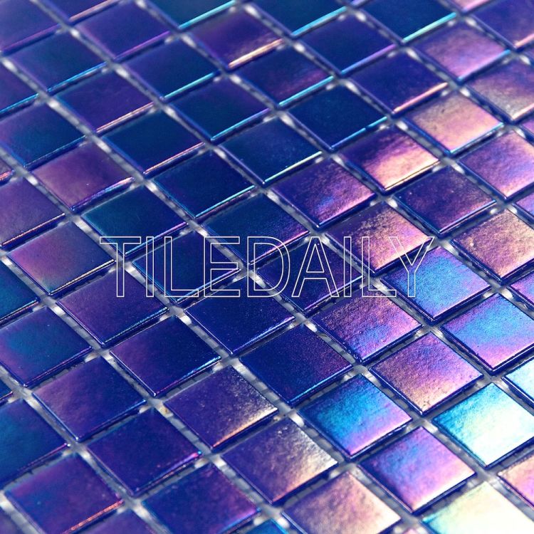 Iridescent Opaque Glass Mosaic Tile Wall Art and Water Pool Fountain