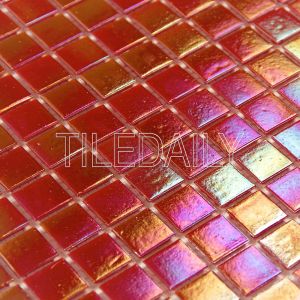 Iridescent Opaque Glass Mosaic Tile Wall Art and Water Pool Fountain