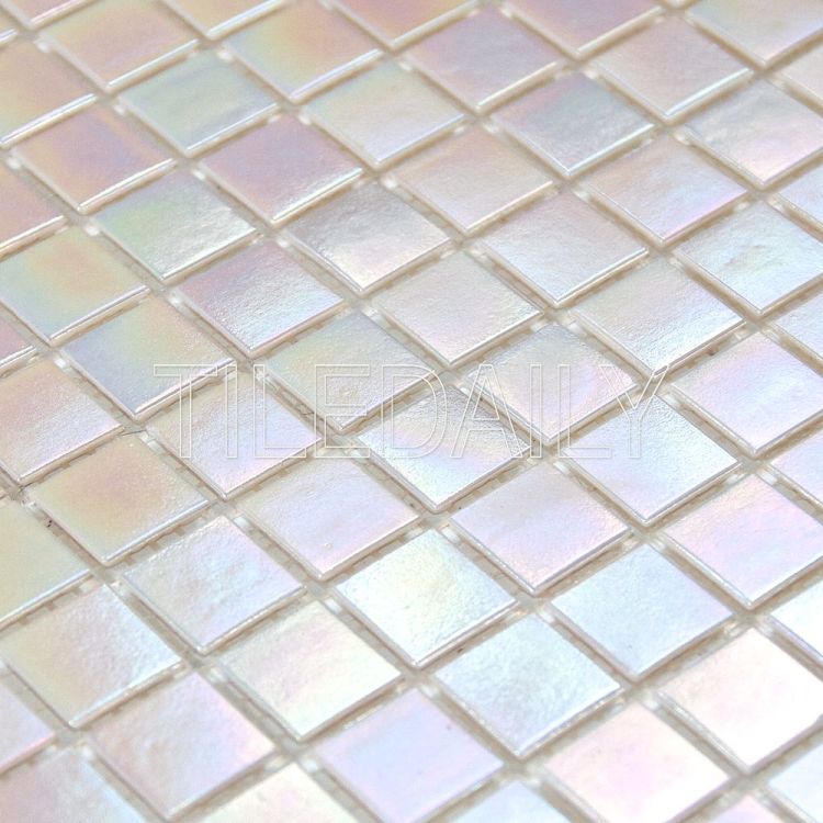 Iridescent Opaque Glass Mosaic Tile Wall Art and Water Pool Fountain