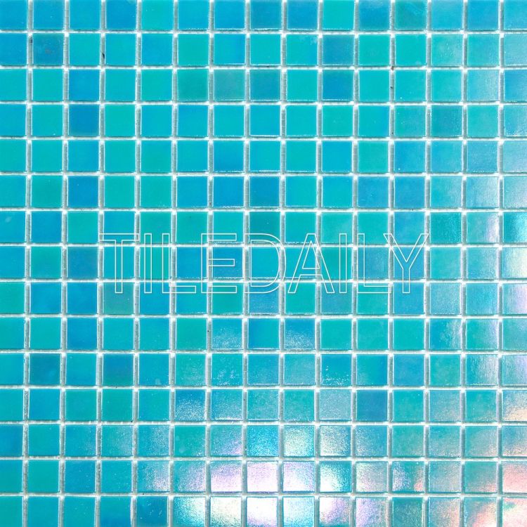 Iridescent Opaque Glass Mosaic Tile Wall Art and Water Pool Fountain