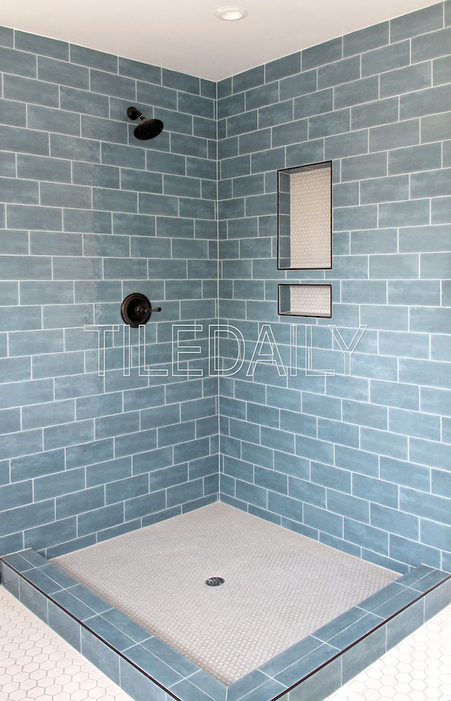 Potterie Subway Ceramic Wall Tile Blue