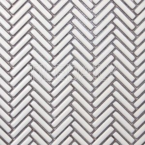 Rustic White Herringbone Porcelain Mosaic Tile