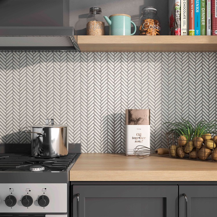 Mini Herringbone Kitchen Backsplash Mosaic Tile