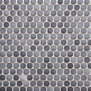 Gradient Gray Penny Round Mosaic Tile