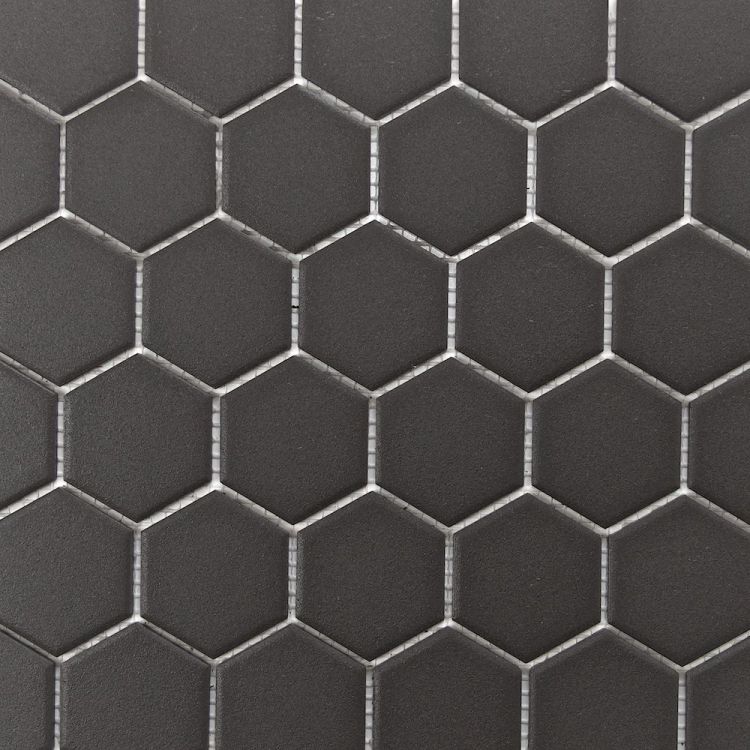 Retro Unglazed Hexagon Mosaic Tile, 2"