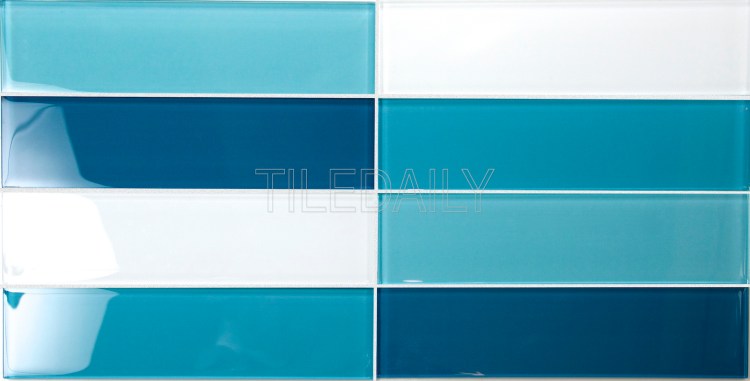 Mix Turquoise Blue Glass Subway Glass Tile