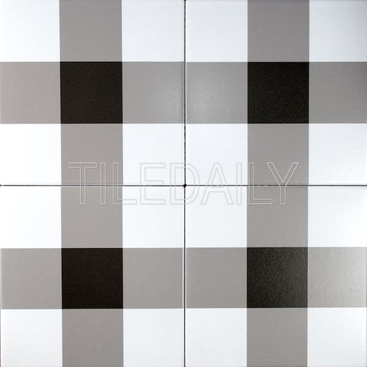 8x8 Flex Art Porcelain Tile Plaid Pattern Black And White