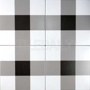 8x8 Flex Art Porcelain Tile Plaid Pattern Black And White