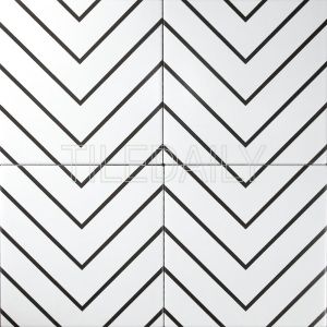 8x8 Flex Art Porcelain Tile Chevron Pattern Black And White