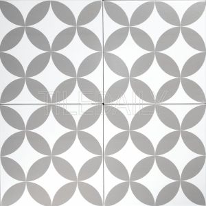 8x8 Flex Art Porcelain Tile Flower Pattern Deco Mix Grey