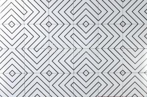 8x8 Flex Art Porcelain Tile Chevron Pattern Black And White