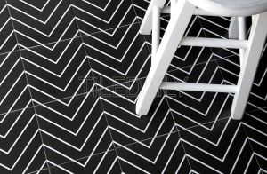 8x8 Flex Art Porcelain Tile Chevron Pattern Black And White