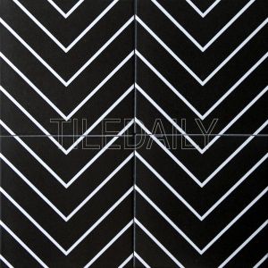 8x8 Flex Art Porcelain Tile Chevron Pattern Black And White