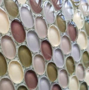 Oval Glass Mosaic Tile Mix Olive Brown On Sale