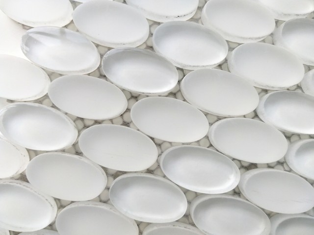 Oval Glass Mosaic Tile White On Sale