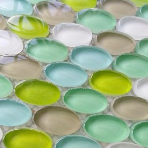 Oval Glass Mosaic Tile Mix Blue Green On Sale