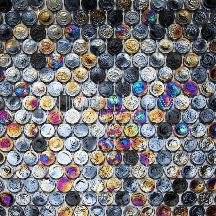 Black Iridescent Penny Round Glass Mosaic Swimming Pool Tile