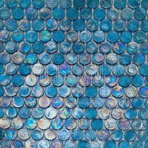 Turquoise Blue Iridescent Penny Round Glass Mosaic Swimming Pool Tile