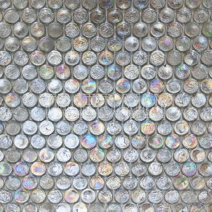Ice White Iridescent Penny Round Glass Mosaic Swimming Pool Tile